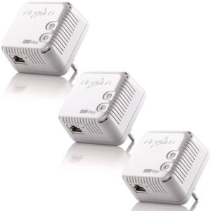 Pack de 3 x DEVOLO 9077 dLAN 500 WiFi, Prise réseau CPL Wi-Fi 500 Mbit/s, 2 ports Fast Ethernet, Module complémentaire (x1)