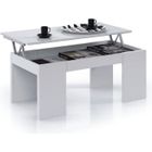  KENDRA Table Basse blanche plateau relevable