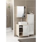  SEQUOIA Colonne de salle de bain Acacia et blanc