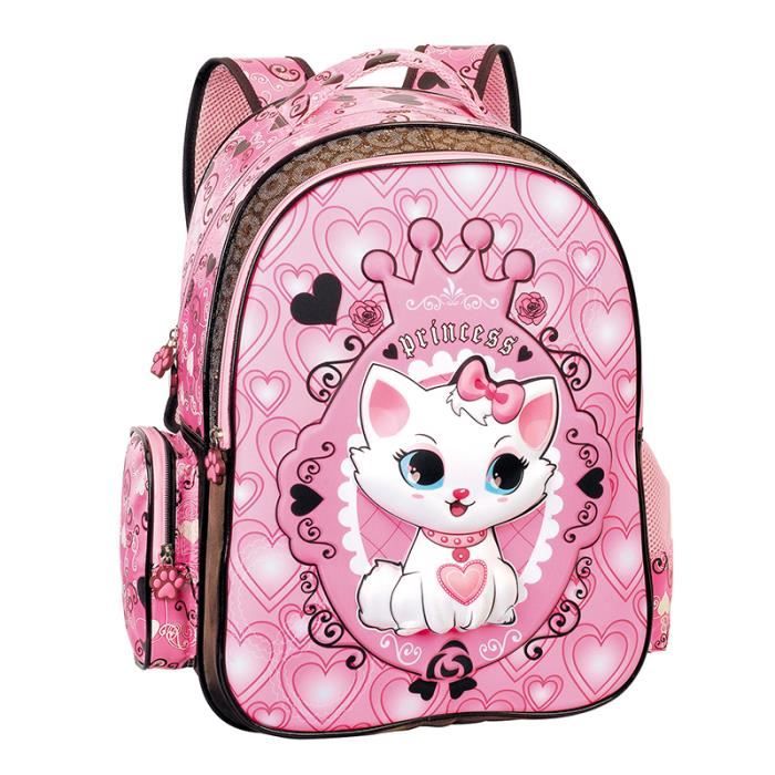 3D chat ??cole Sacs ?? Dos pour Filles Sac ?? Dos Sacs D'?�cole Enfants Enfants Sacs ?? Dos Rose Rose 