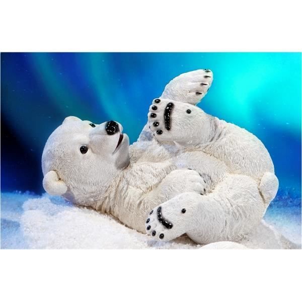 Ours polaire en polystone sur le dos ! - Superbe décoration de Noël