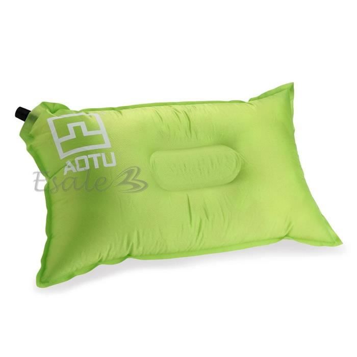 Oreiller Coussin d'air Auto Gonflable Vert Camping Voyage Oreiller