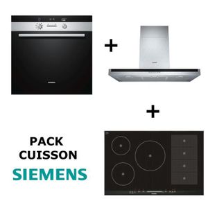 SIEMENS - Pack cuisson : Four multifonction pyrolyse + Table de cuisson induction + Hotte