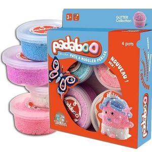 PADABOO Lot de 4x38,5g pâte ? modeler perlée glitter