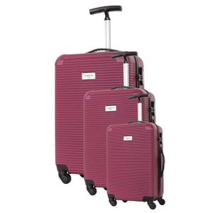 TORRENTE Set de 3 Valises Rigide ABS 4 Roues Monobranche S-M-L AVARO Fuchsia