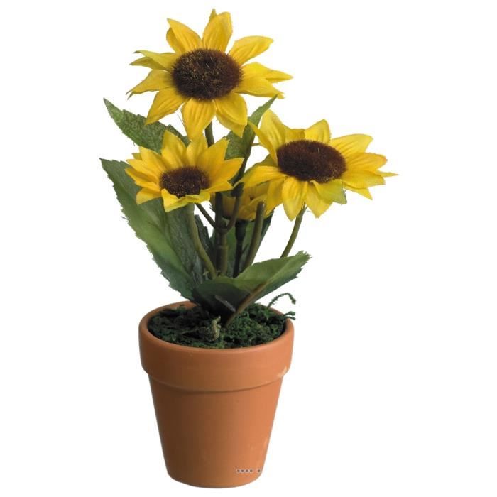 Tournesols En Pot Tournesol artificiel en pot en terre cuite H 14… - Achat / Vente fleur