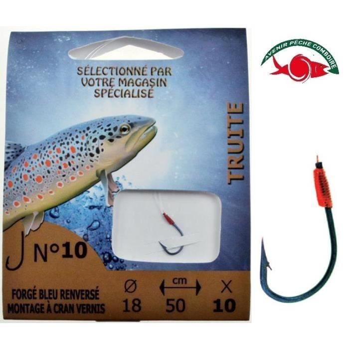 Hameçons montés Truite bleu renversé à cran vernis n°4 sur 22/100 Pafex Prix pas cher