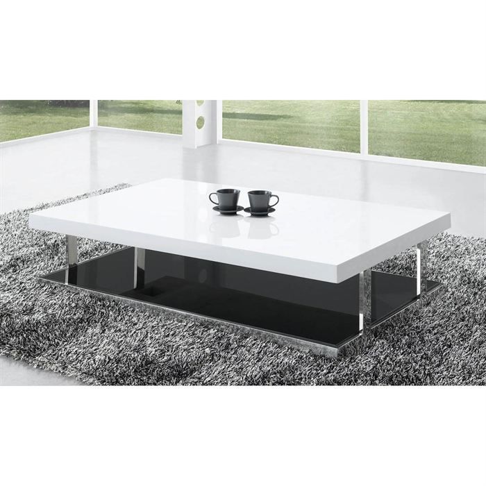 Table basse rectangulaire laquée blanche 125 x 60 cm  Cooper Mooviin