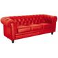 CANAPE Canapé Chesterfield cuir 3 places rouge