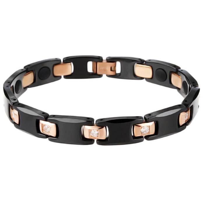 Bracelet homme ceramique noire serti zirconium Achat / Vente bracelet gourmette