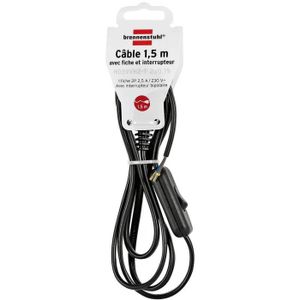 BRENNENSTUHL Câble noir 1,5m H03VVH2-F 2x0,75 avec fiche et interrupteur