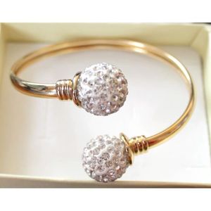 BRACELET , GOURMETTE Bracelet Jonc 2 Boules Shamballa SWAROVSKI® ELEMEN
