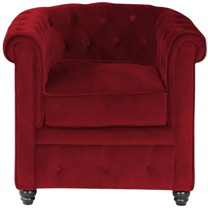 Fauteuil Chesterfield velours rouge Achat / Vente fauteuil Velours