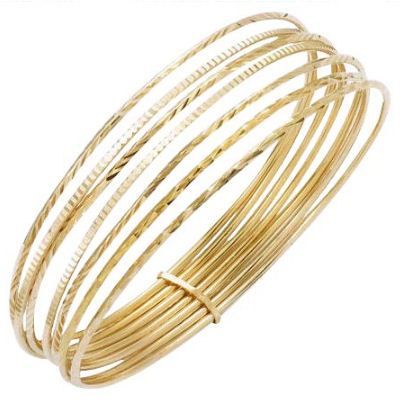 Bracelet Jonc Rigide 7 Anneaux Plaqué Or