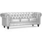 CANAPE Canapé Chesterfield cuir 3 places argent
