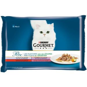 Gourmet Pâtée pour chat perle les filletines avec légumes multivariétés 4x85g