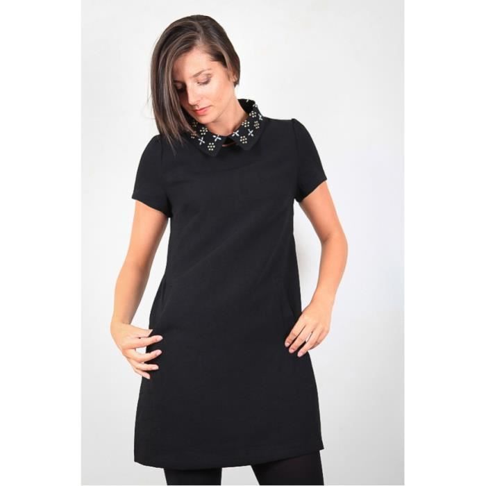 Robe col claudine amovible Noir Achat / Vente robe Cdiscount