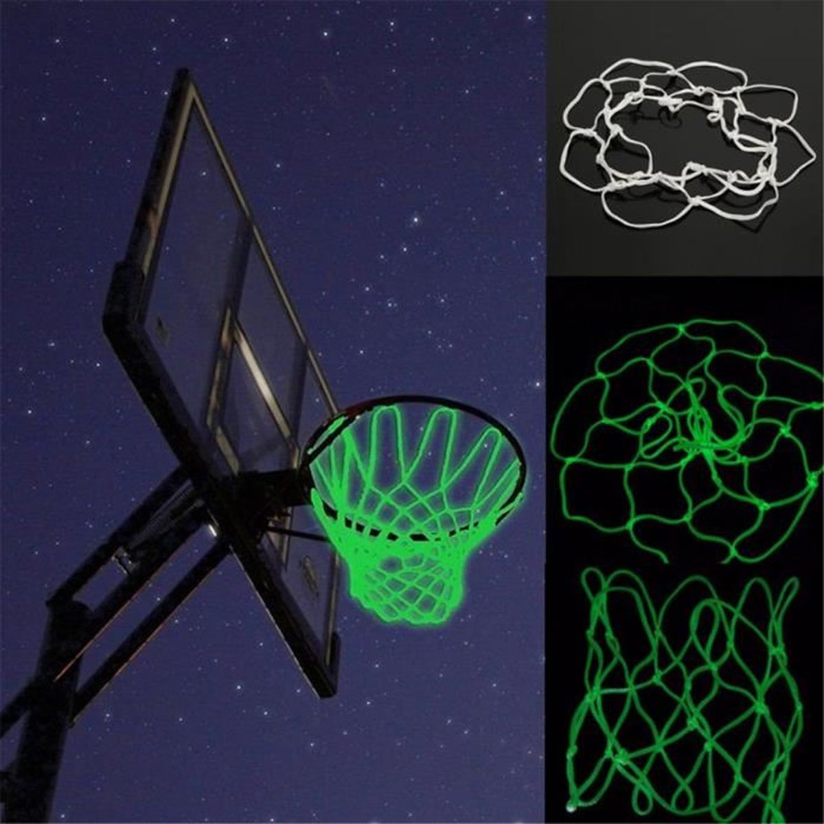 Panier Basket Lumineux Filet De Basket Fluorescent - Brillant Dans Le Noir  - Nylon Tressé Pour Paniers Extérieurs Filet Nylon Extérieur, image size:1200x1200