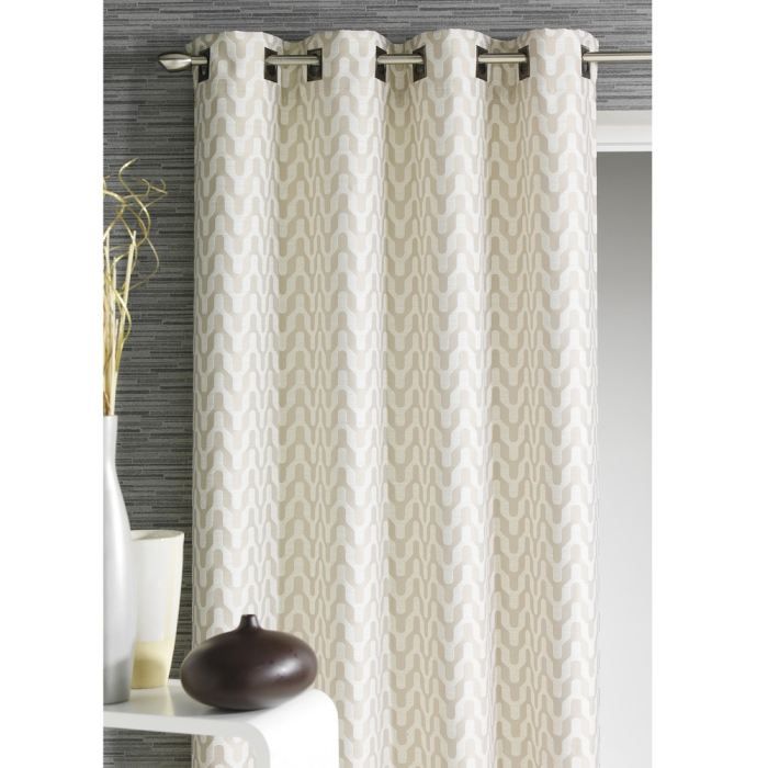 Rideau jacquard beige 140 x 260 achat / vente rideau tissu ... Rideau baige