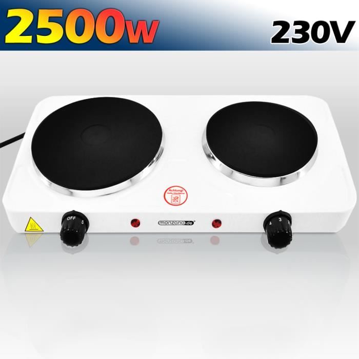 Plaque de cuisson électrique blanche 2 feux 2500w Achat / Vente