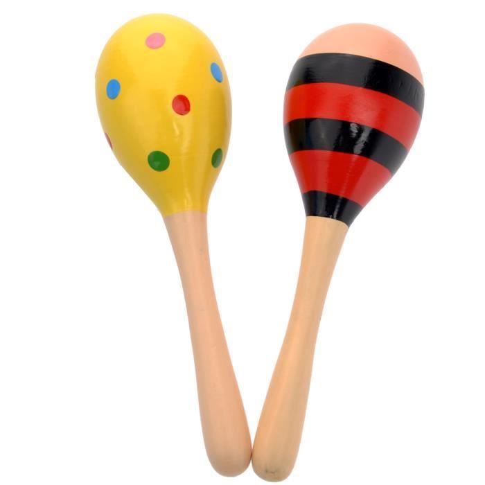 2pcs 20cm drôle Enfants Enfants Maracas en bois Hochet Shakers de