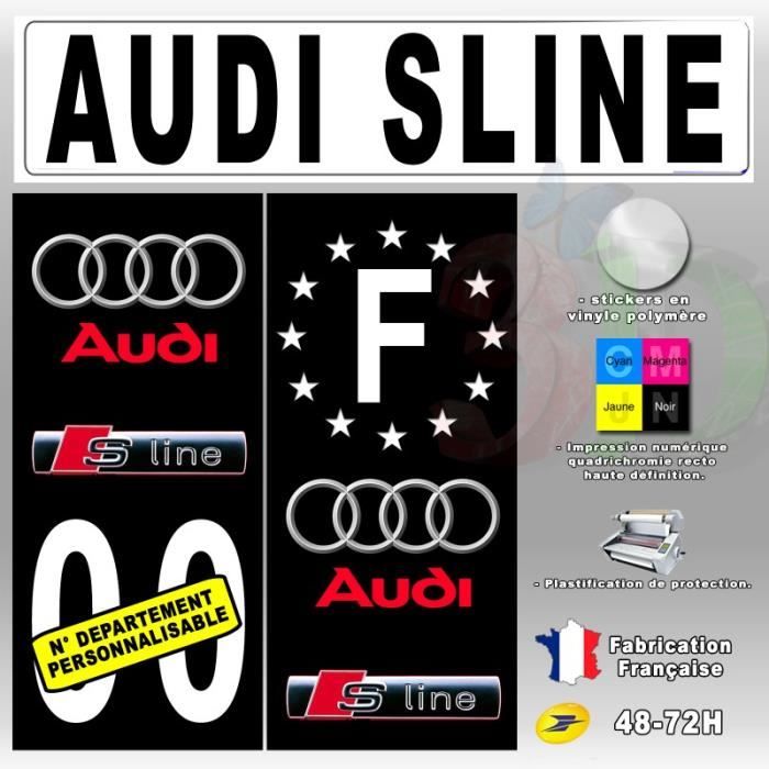 Stickers Plaque D Immatriculation Audi Sline Auto Moto Fond Noir