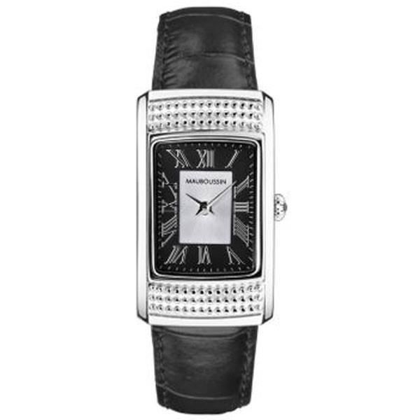 Montre Mauboussin Énergie Vitale - Boîtier Acier Argenté, Bracelet Cuir Noir - Neuf