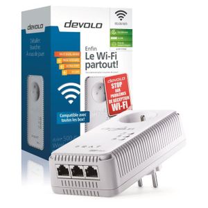 devolo 1828 dLAN 500 AV Wireless+, Prise CPL Wi-Fi 500 Mbit/s, 3 ports Fast Ethernet, Prise Intégrée, Module complémentaire (x1)