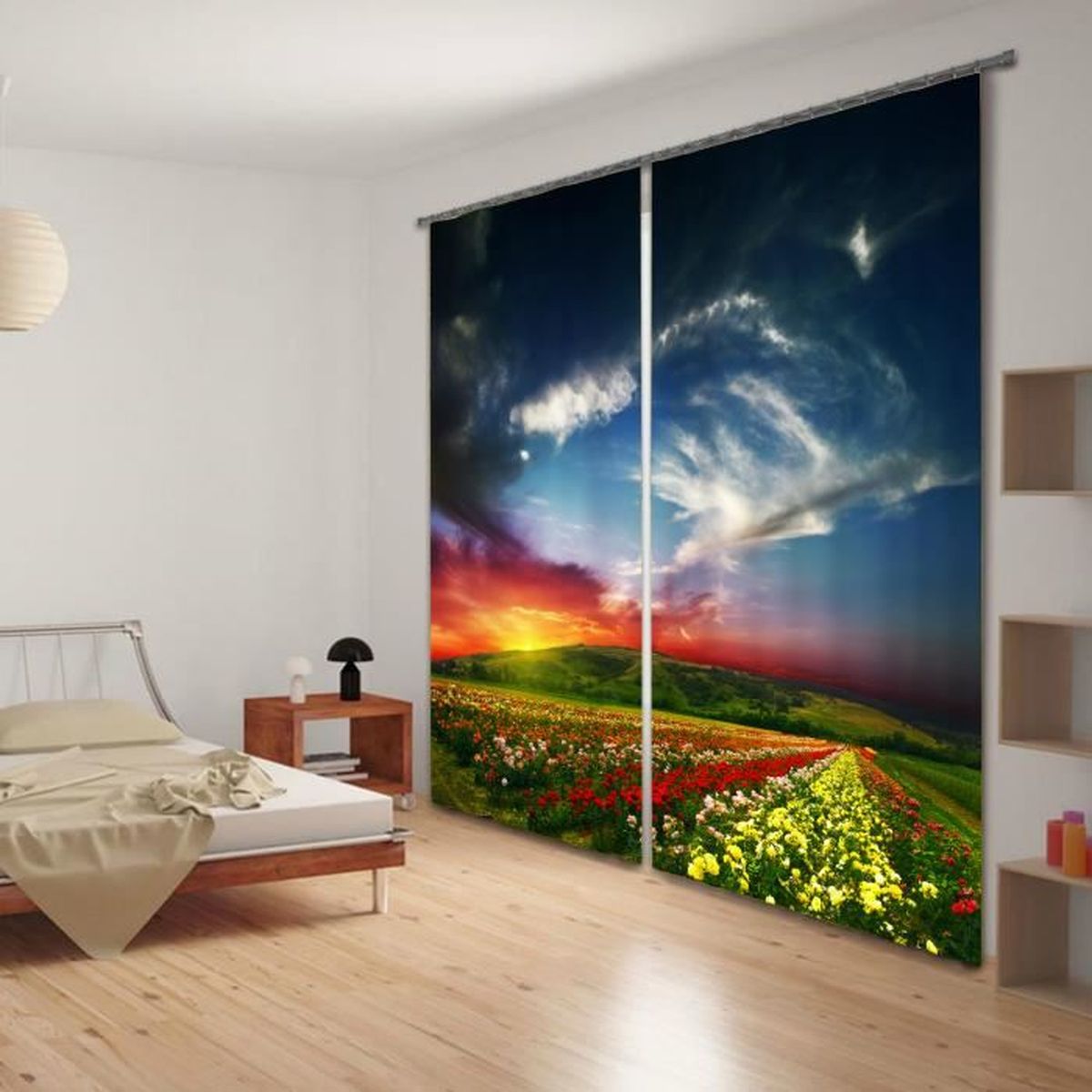 Rideaux paysage de la mer de fleurs 3d effect l'ombrage 118"w*106 ...