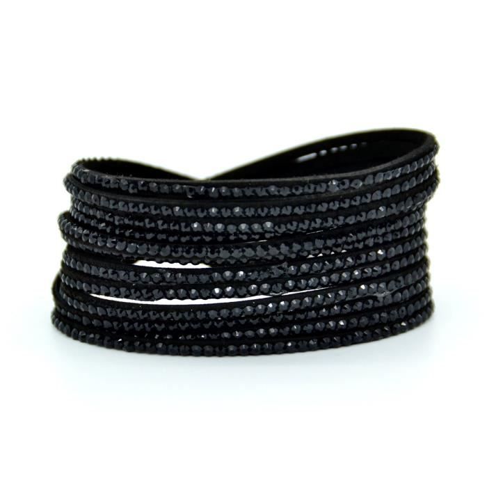 Bracelet STARDUS Avec Strass Noir Et Blanc - Sans Marque, Style Brillant