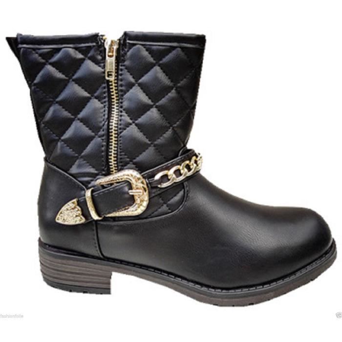 Femme Bottine Botte boots Chaussure fourrées fu Noir Noir Achat