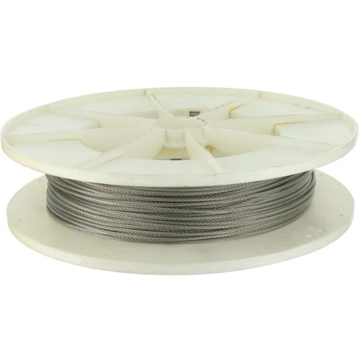 Câble acier inox Bobine de 100 m Diam 2 5 mm Achat Vente cable