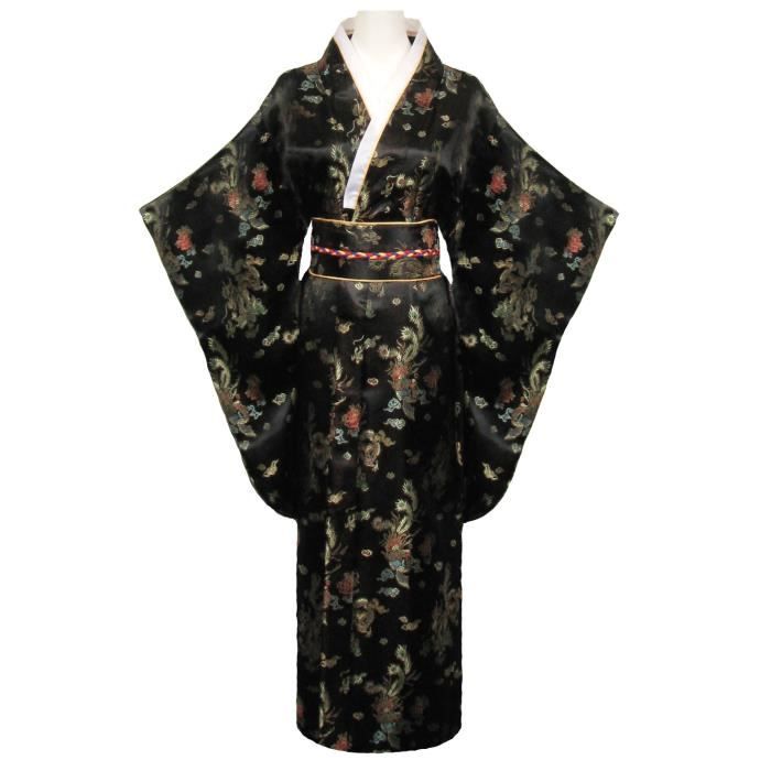 Kimono femme noir type geisha