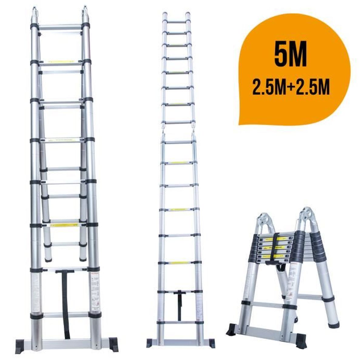 2en1 5 0m echelle telescopique pliable aluminium e 2en1 5 0m echelle telescopique pliable aluminium e