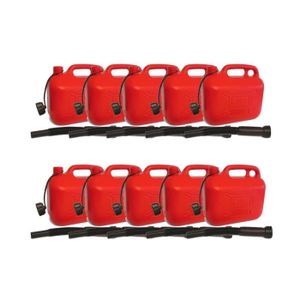 LOT de 10 Jerricans Plastique Rouge IMDIFA pour Hydrocarbures 10L