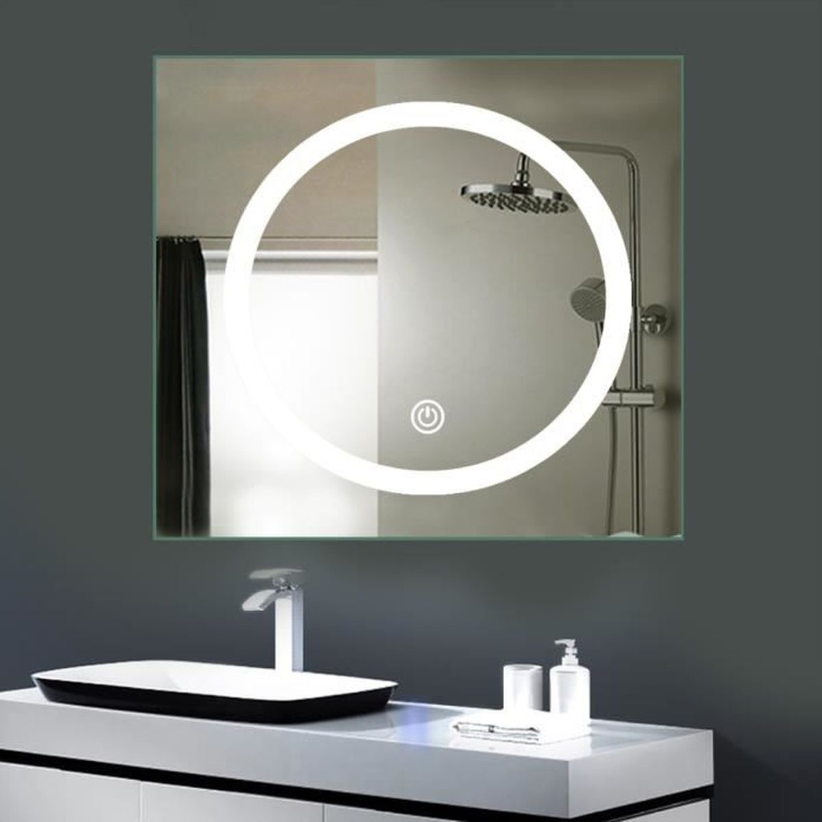 Anten® Miroir LED Lampe de Miroir Éclairage Salle de Bain Miroir Lumineux Verre Trempé Design