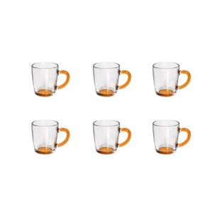 BIALETTI 6 mugs en verre 330ml transparent et orange