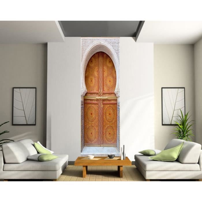 Sticker Porte Trompe-l'Œil Escalier - 63x205 Cm - Autocollant Mural Déco - Vinyle 3M