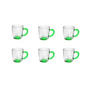 BIALETTI 6 mugs en verre 330ml transparent et vert