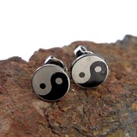 Boucles d'oreilles acier yin yang bo homme BOS44 Boucles d'oreilles acier yin yang bo homme BOS44