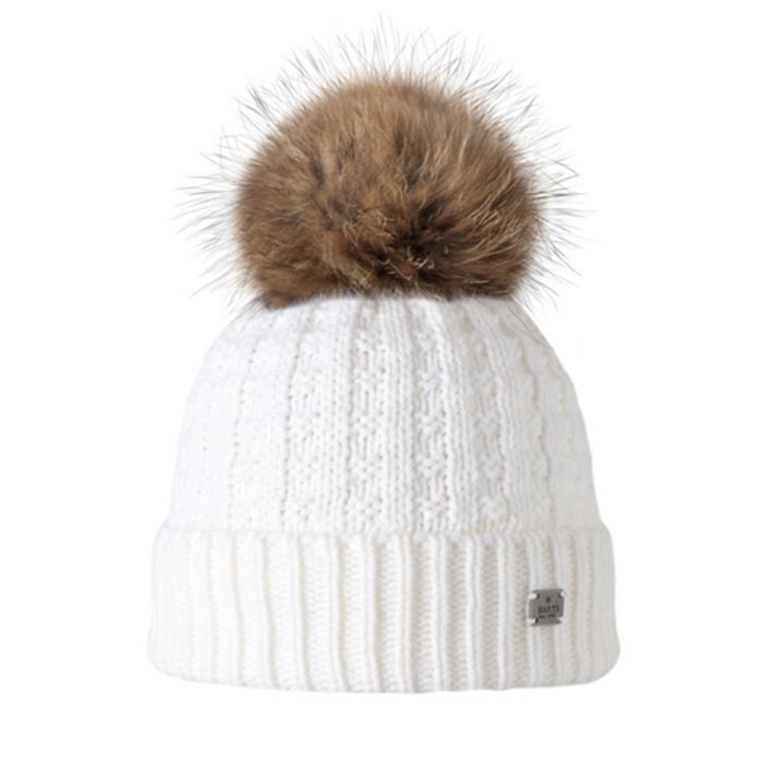 fourrure véritable Barts TU Junior / Adulte.Bonnet blanc BARTS