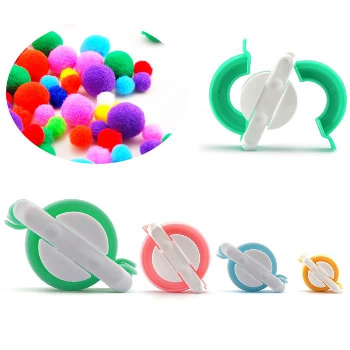 Kit Fabrication Pompons - 4 Tailles (3.5, 5.5, 7, 9 Cm) - Outil Tricot Pompon - Pour Débutants Et Experts