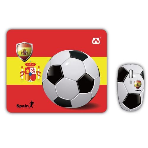 FIL JETION Collection Foot Espagne ENSEMBLE TAPIS + SOURIS SANS FIL