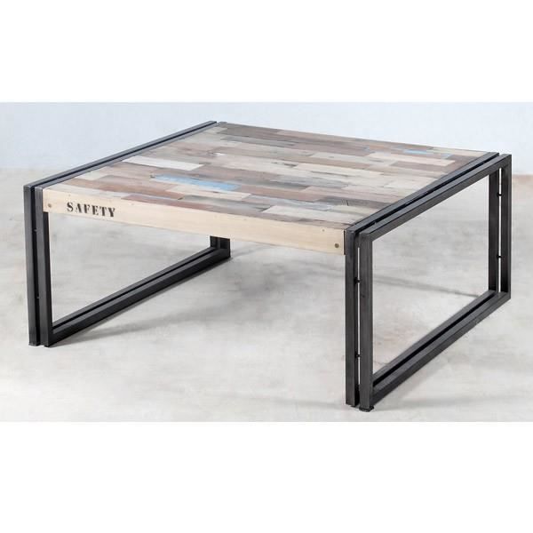 Table basse en bois 60 cm&sup2; INDUSRTY L 60 x l  Achat / Vente