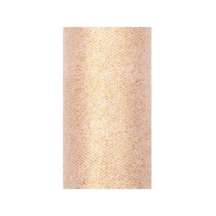 CAREDGO - Rouleau De Tulle à Paillettes 15 Cm X 30 M - Blanc Scintillant Pour Décoration Fête, Mariage, DIY