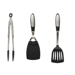 CUISINART Lot de 3 accessoires Les Outils de Monsieur Paul - pince 34 cm + spatule flexible 31 cm + spatule ajourée 34 cm noir