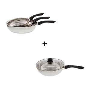 Pack FINLANDEK Nauris : Set de 3 po?les ?20, 24 et 28 cm + Wok avec couvercle ?28 cm
