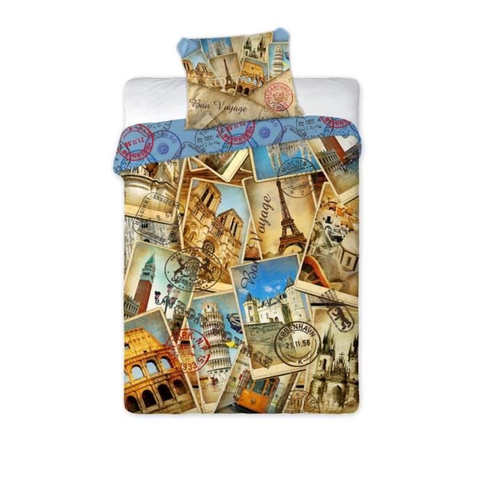 PARIS Parure housse de couette carte postale Achat / Vente housse de