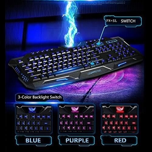 Clavier rétroéclairé USB filaire Gaming Keyboard clavier