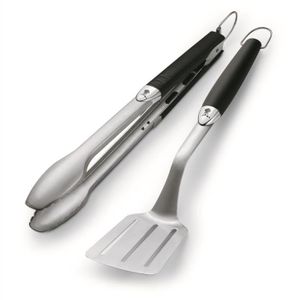 WEBER Kit d'ustensiles Premium pour barbecue - Acier inoxydable - 2 pi?ces - Noir